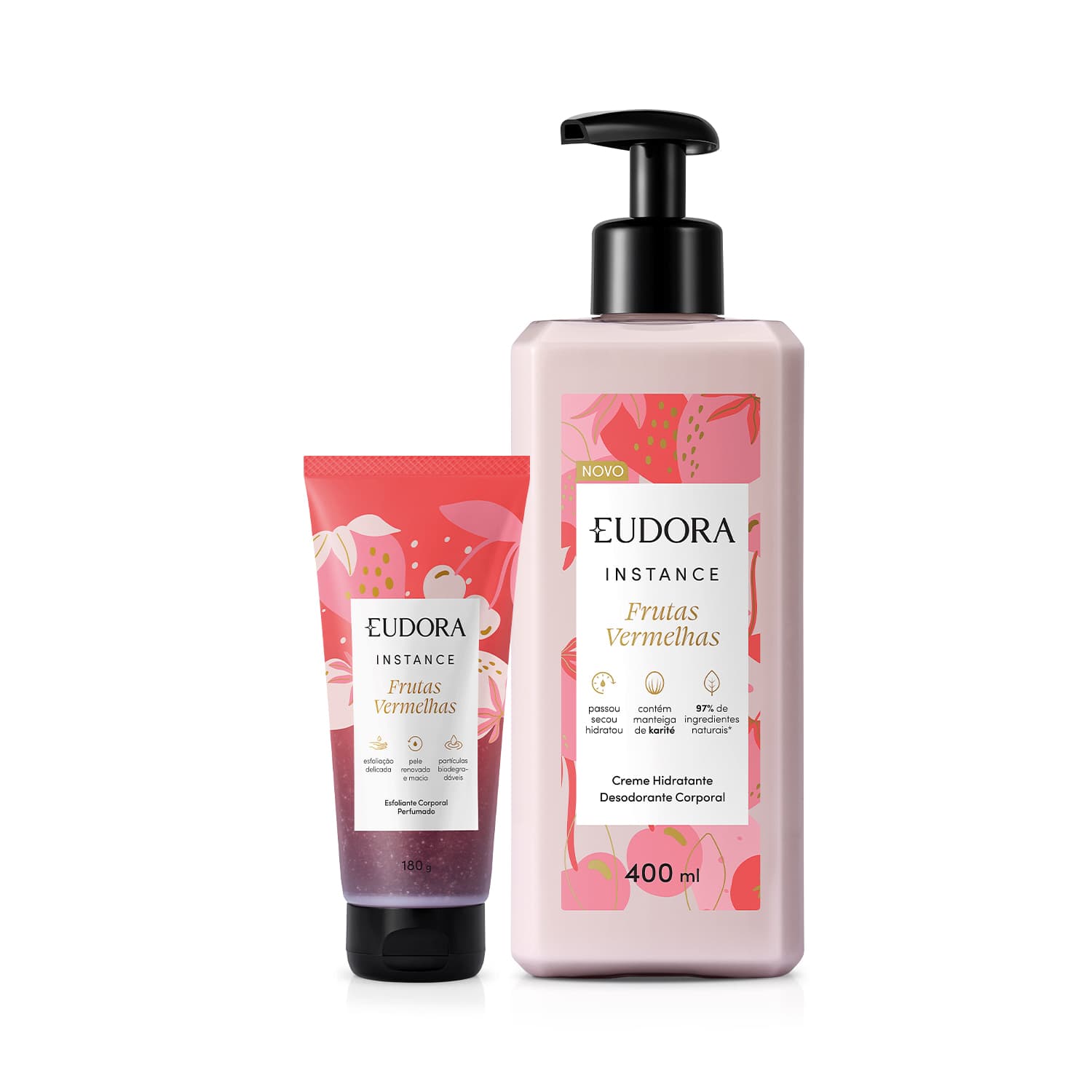 Combo Instance Frutas Vermelhas: Loção Corporal 400ml + Geleia Esfoliante 180g
