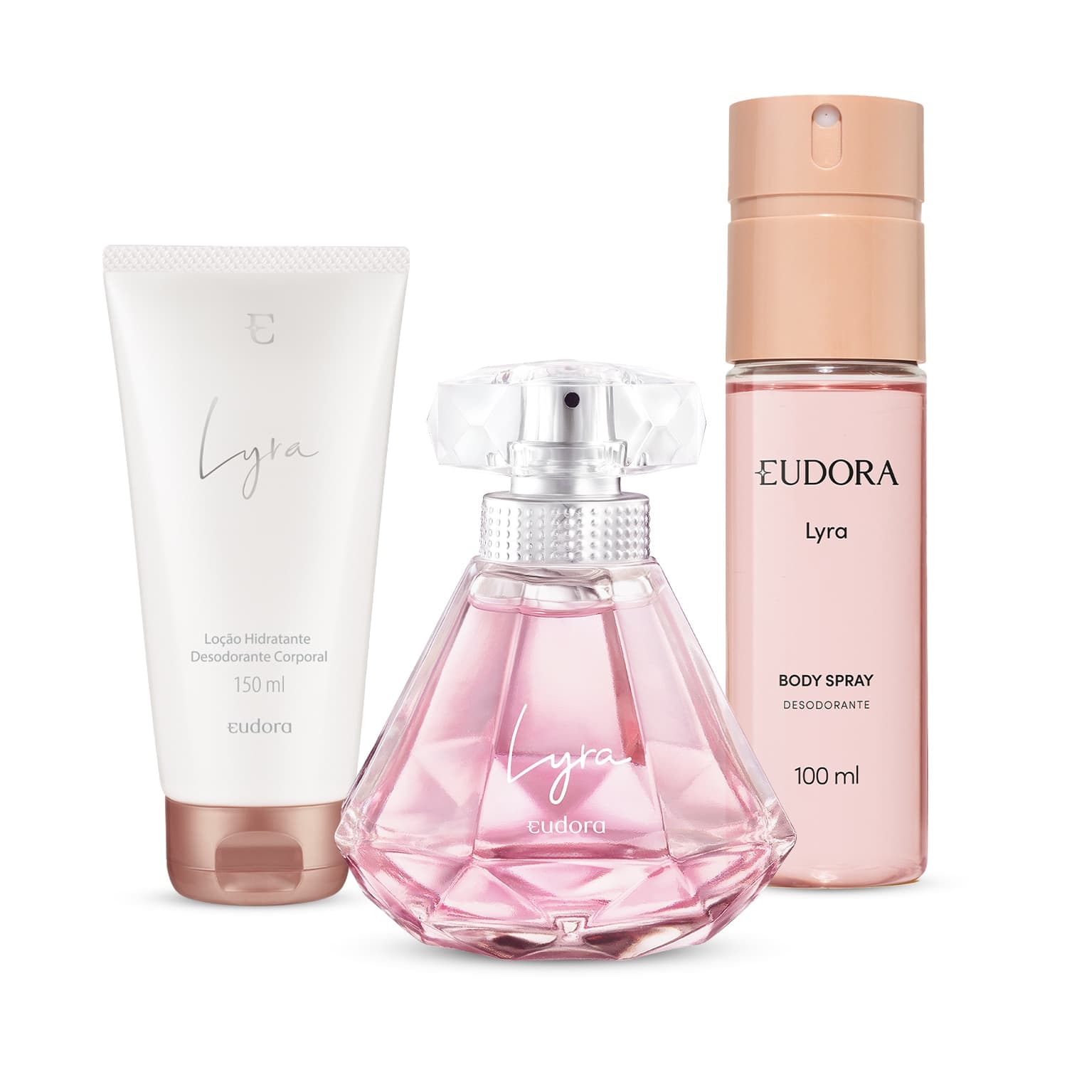 Combo Lyra: Desodorante Colônia 75ml + Body Spray 100ml + Loção Corporal 150ml