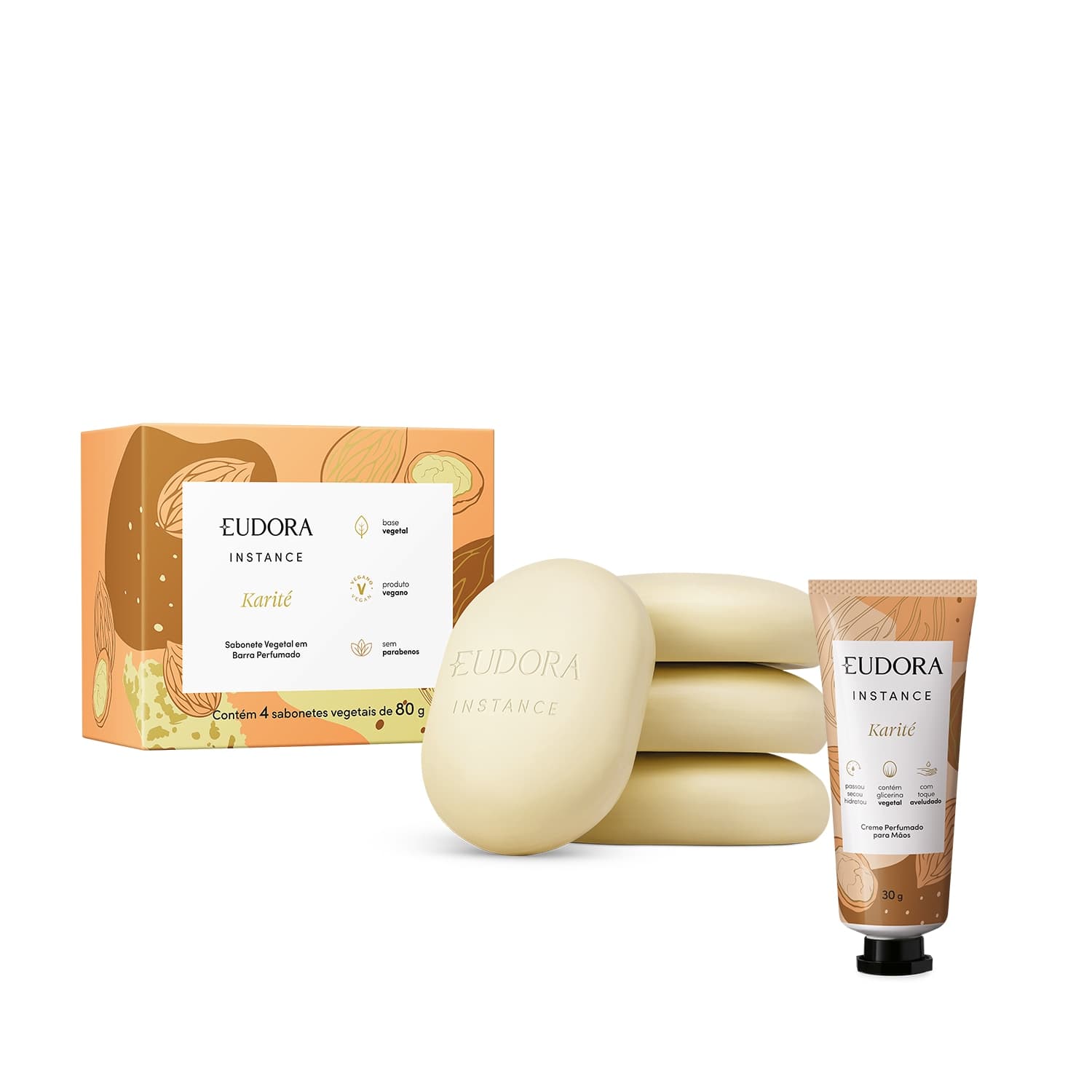 Combo Instance Karité: Creme para Mãos 30g + Sabonete em Barra 4x80g