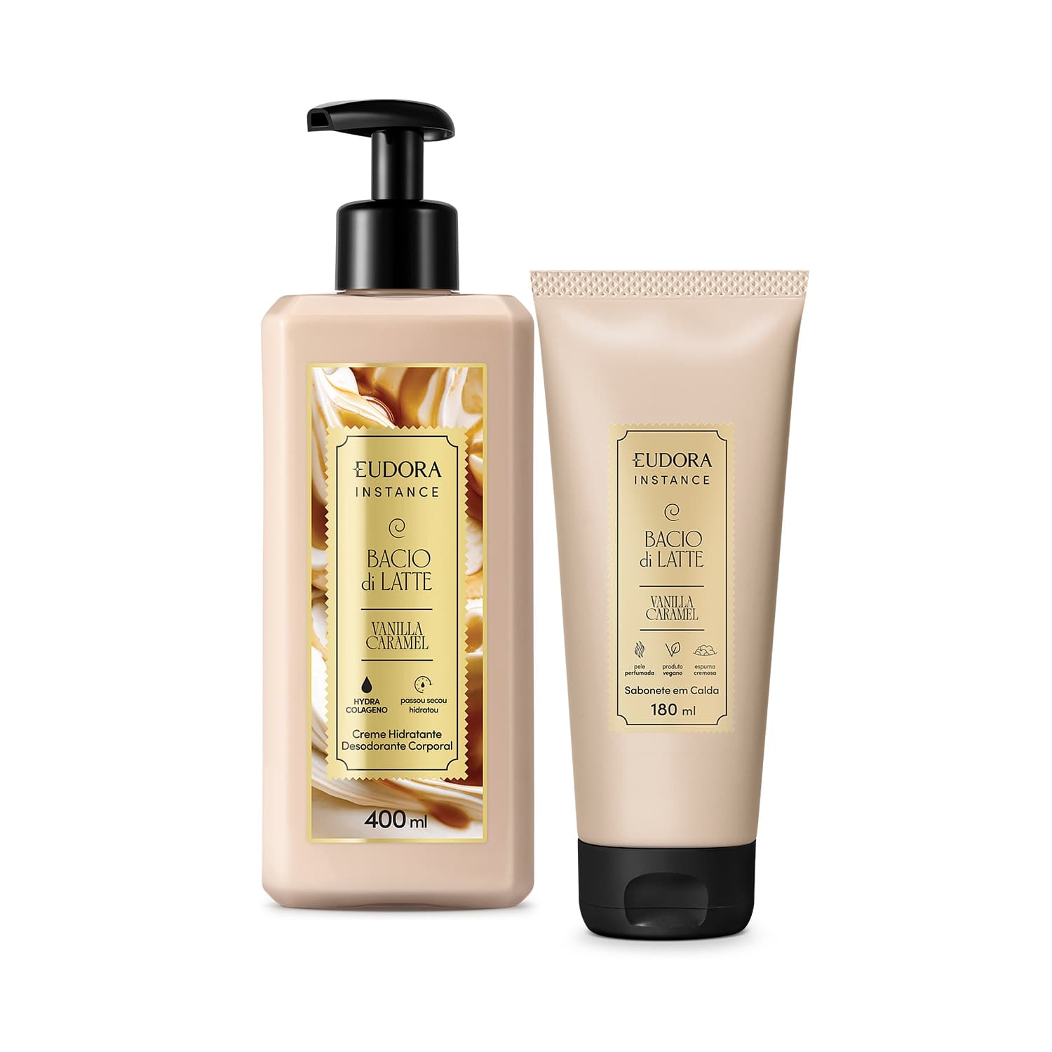 Combo Instance Vanilla Caramel: Creme Hidratante Desodorante Corporal 400ml + Sabonete em Calda Vanilla Caramel 180ml