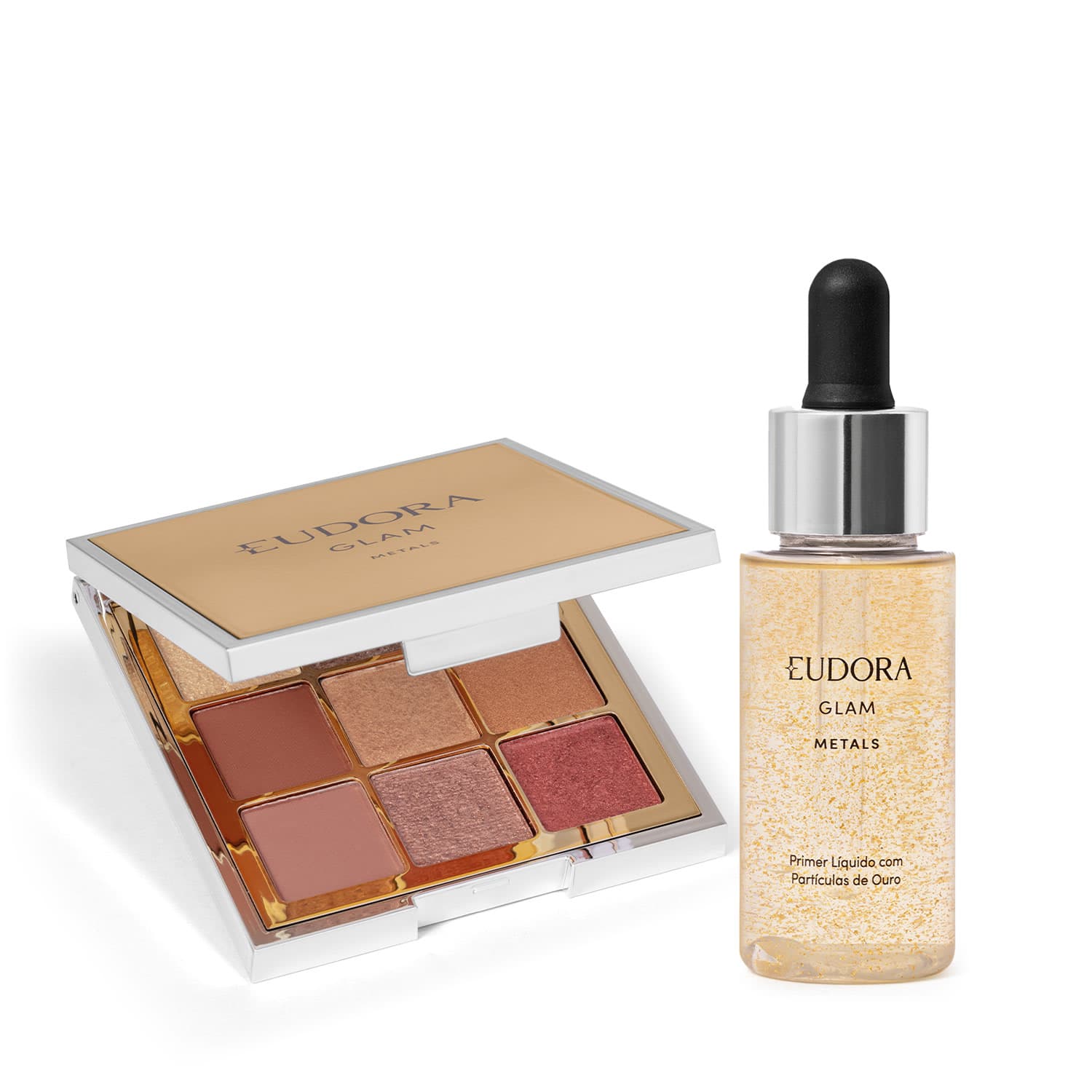 Combo Glam Metals: Primer Facial Líquido 32ml + Paleta de Sombra 5,85g
