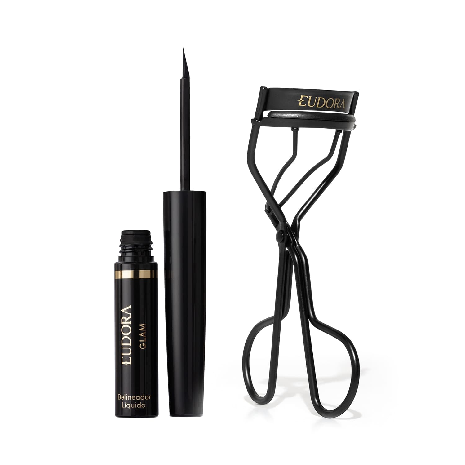 Combo Olhos Turbo: Curvador de Cílios Turbo + Glam Delineador Líquido Super Preto 3ml