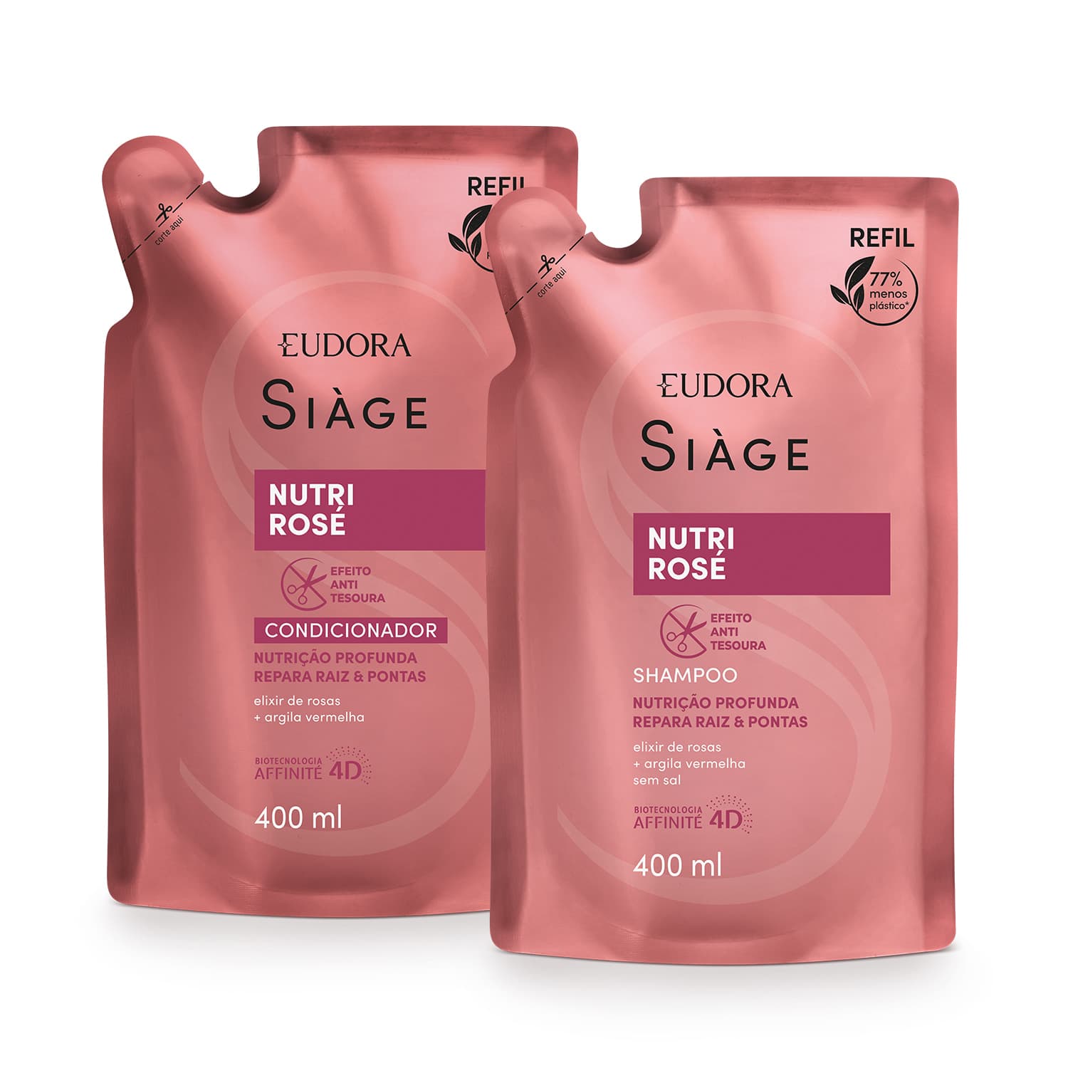 Combo Refil Siàge Nutri Rosé: Shampoo 400ml + Condicionador 400ml