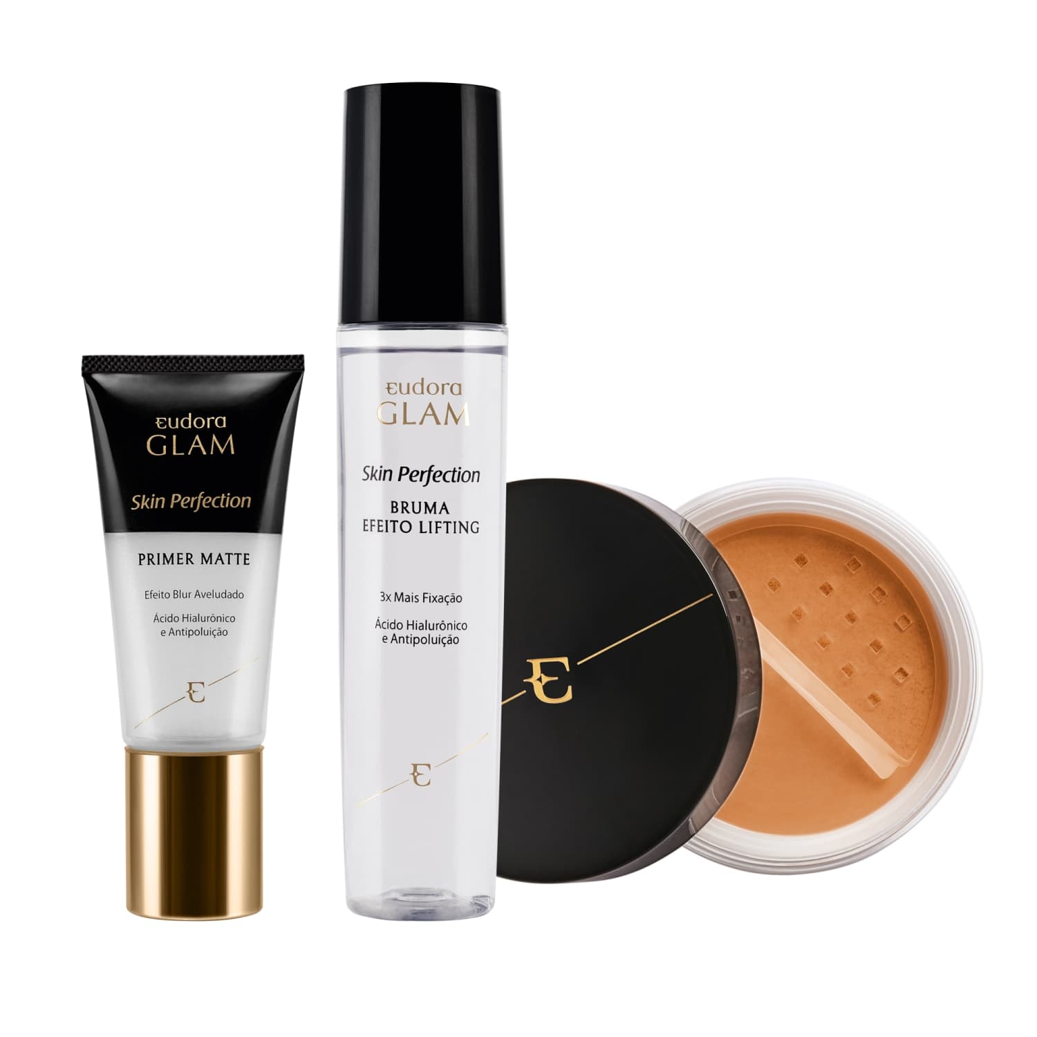 Kit Skin Perfection Pó Solto + Primer Matte + Bruma Fixadora